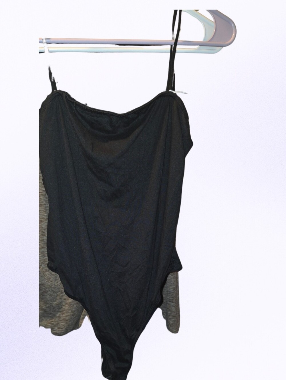 Sleek Black Women's Spaghetti Strap Bodysuit